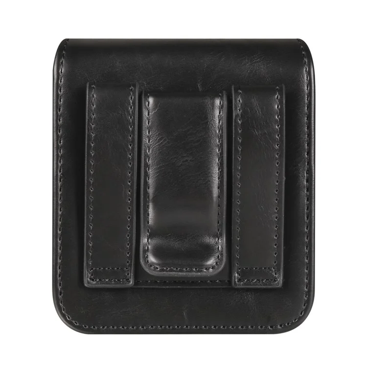 Per Samsung Galaxy Z Flip3 5G / Z Flip4 5G / Z Flip5 5G Crazy Horse PU Leather Phone Belt Bag Wasit Phone Holster Pouch - Nero