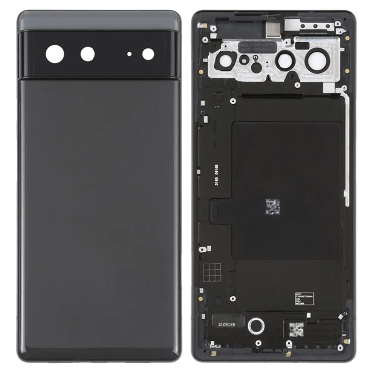 For Google Pixel 6 Back Battery Housing Cover+Middle Plate Frame Replacement - Black