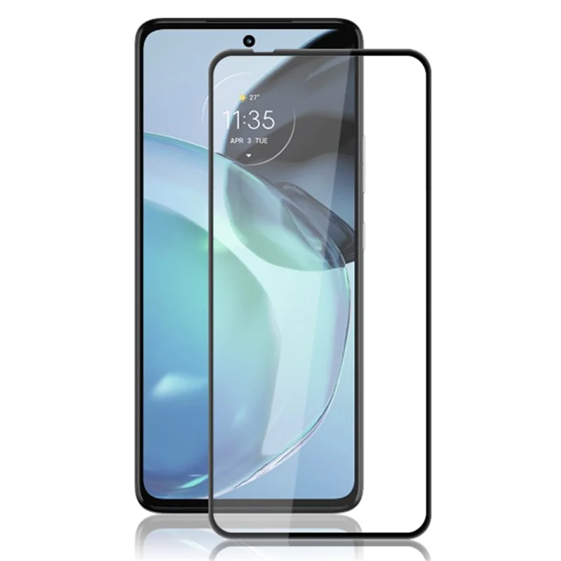 AMORUS Pour Motorola Moto G72 4G Full Glue Tempered Glass Film Silk Printing HD Screen Protector - Noir
