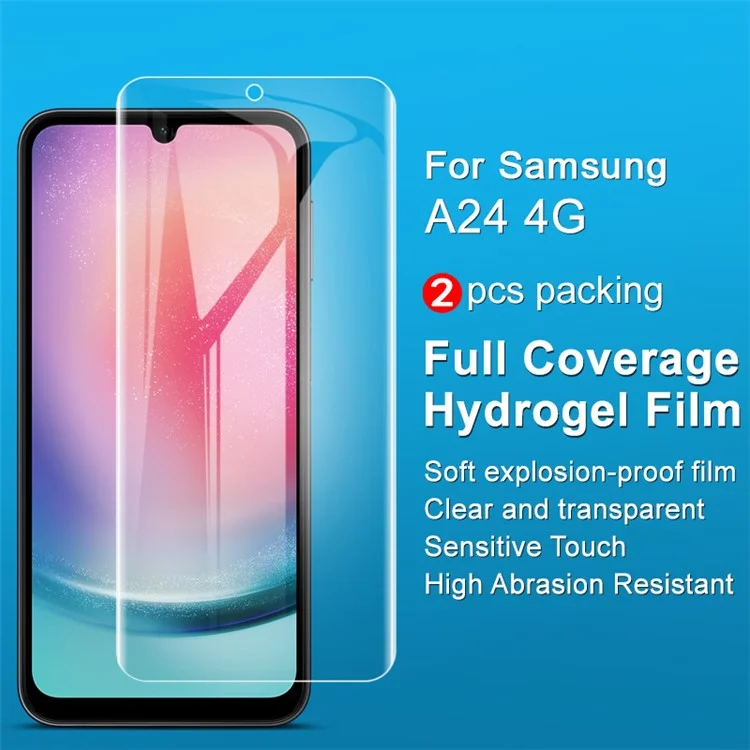 IMAK 2Pcs / Set Hydrogel Film III para Samsung Galaxy A24 4G (162,1 x 77,6 x 8,3 mm) Protetor de Tela de Telefone Transparente HD Soft TPU Screen Covering Film