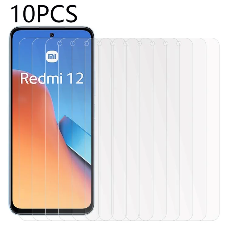 10 Stück für Xiaomi Redmi 12 4G Smartphone Displayschutzfolie Gehärtetes Glas Ultraklar Anti-Explosions-Folie