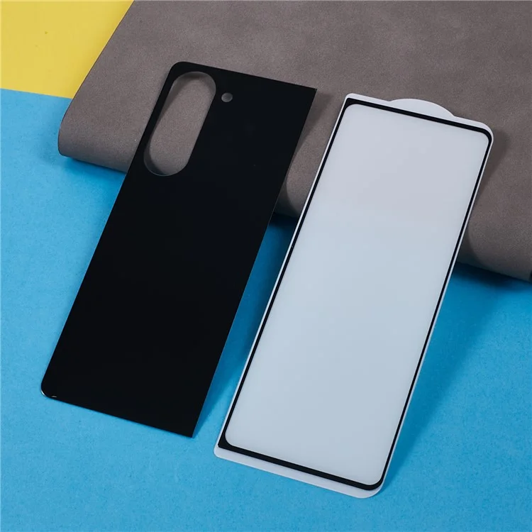For Samsung Galaxy Z Fold5 5G Silk Printing Full Glue Complete Cover Tempered Glass Front Screen Protector + Back Film