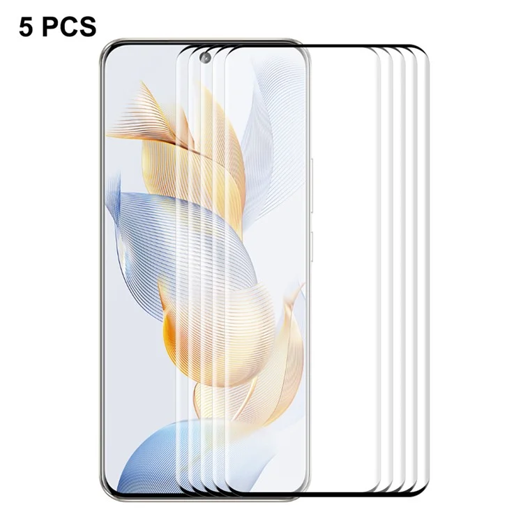 ENKAY HAT PRINCE 5PCS For Honor 90 3D Curved Screen Protector Tempered Glass Side Glue Support Fingerprint Unlock