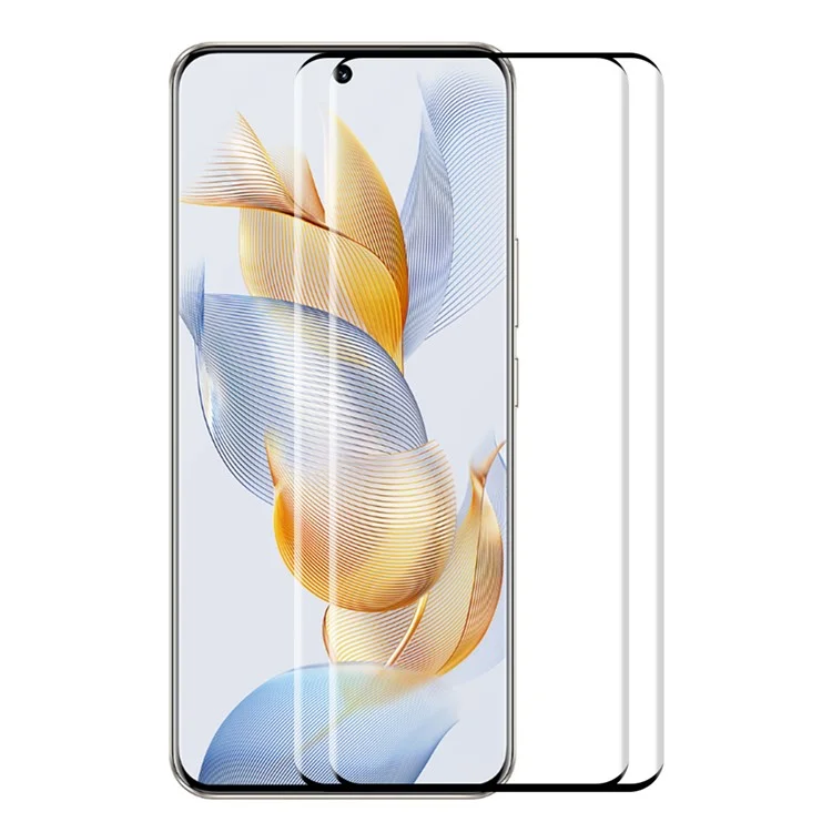 ENKAY HAT PRINCE 2PCS Full Screen Protector for Honor 90 Side Glue 3D Curved Tempered Glass Support Fingerprint Unlock