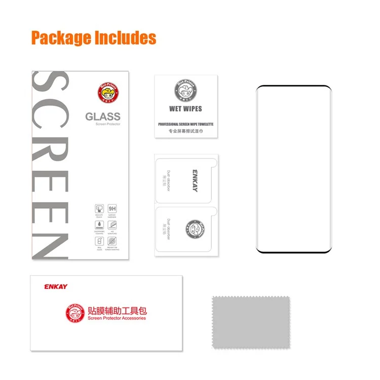 ENKAY HAT PRINCE Screen Protector for Honor 90 Side Glue 3D Curved Tempered Glass Full Cover Support Fingerprint Unlock