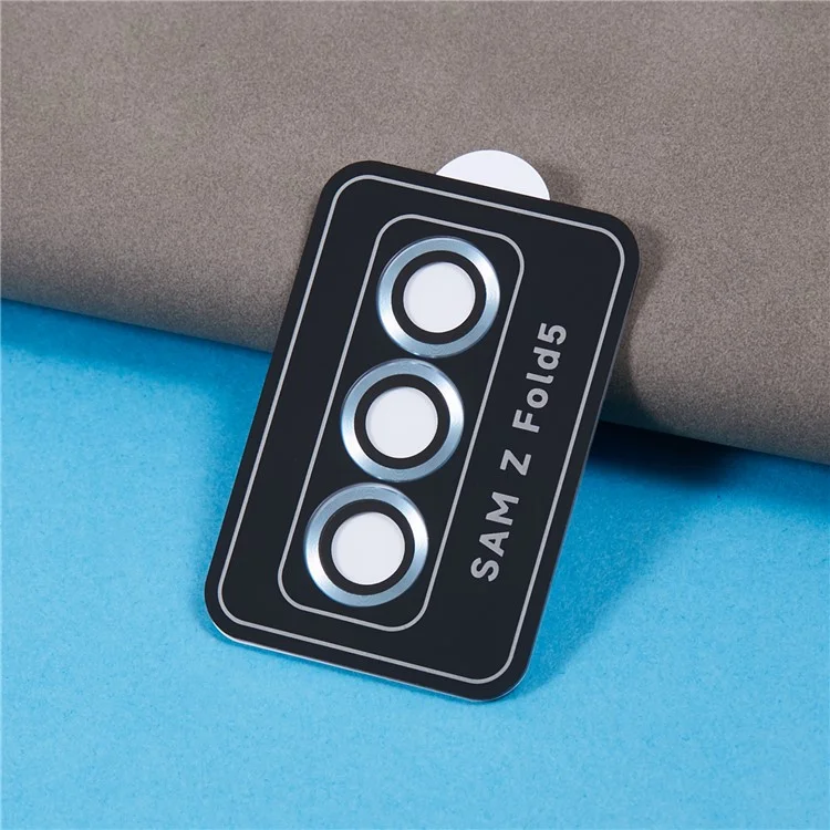 For Samsung Galaxy Z Fold5 5G Camera Lens Protector Metal + Tempered Glass Clear Lens Film Positioning Installation - Blue