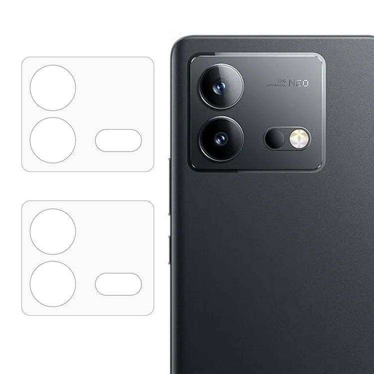 2Pcs Pour vivo iQOO Neo8 5G / Neo8 Pro 5G 3D Arc Edge HD Clear Tempered Glass Camera Lens Protector Rear Lens Film