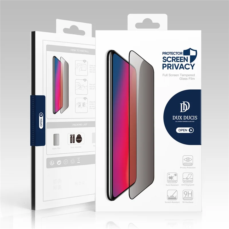 DUX DUCIS لجهاز iPhone 15 واقي من التصنت، واقي شاشة كامل مسطح 2.5D، فيلم زجاجي من السيليكون عالي الالومينا ملصق بالكامل