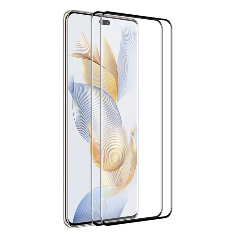 ENKAY HAT PRINCE 2PCS For Honor 90 Pro Full Glue Tempered Glass Screen Protector 0.26mm 9H 3D Curved Support Fingerprint Unlock