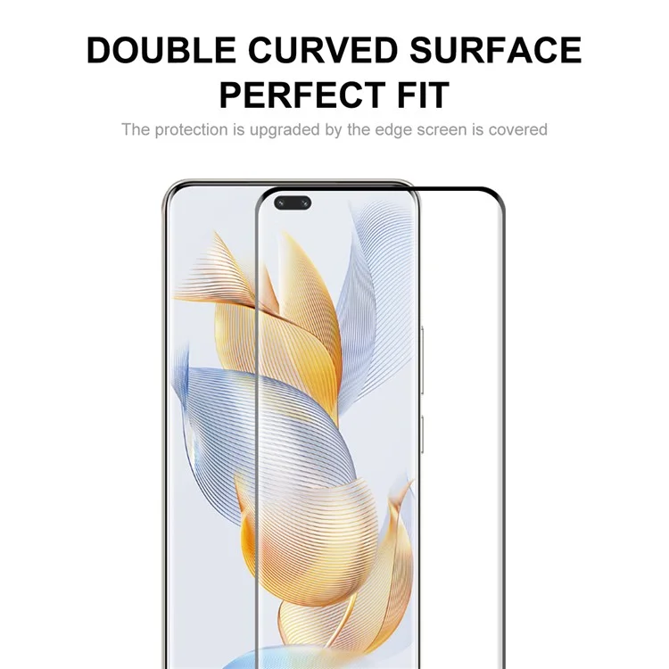 ENKAY HAT PRINCE 2PCS For Honor 90 Pro Full Glue Tempered Glass Screen Protector 0.26mm 9H 3D Curved Support Fingerprint Unlock