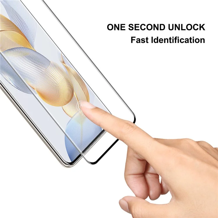 ENKAY HAT PRINCE 2PCS For Honor 90 Pro Full Glue Tempered Glass Screen Protector 0.26mm 9H 3D Curved Support Fingerprint Unlock