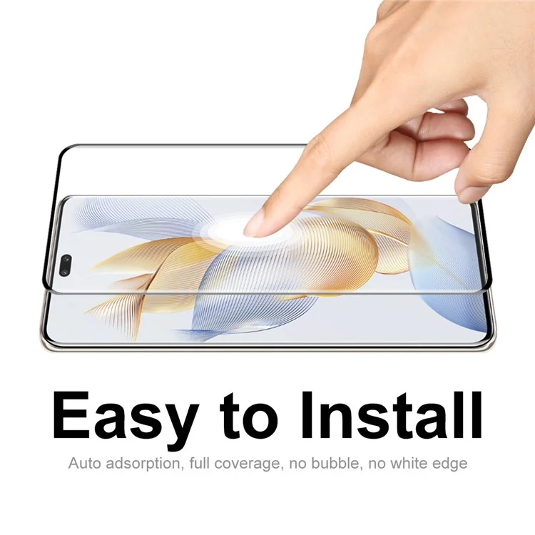 ENKAY HAT PRINCE 2PCS For Honor 90 Pro Full Glue Tempered Glass Screen Protector 0.26mm 9H 3D Curved Support Fingerprint Unlock