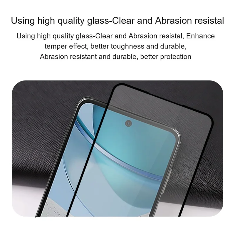 AMORUS 2Pcs For Motorola Moto E7 Power Tempered Glass Film Silk Printing Full Glue Full Screen Protector - Black