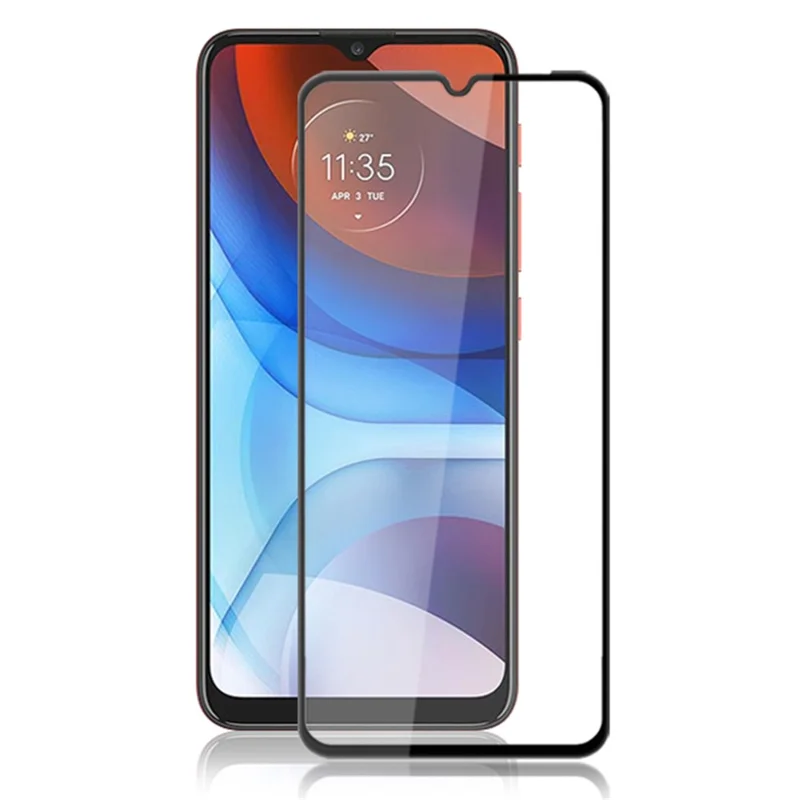 AMORUS For Motorola Moto E7 Power Shatterproof Screen Protector Silk Printing Full Glue Tempered Glass Film - Black