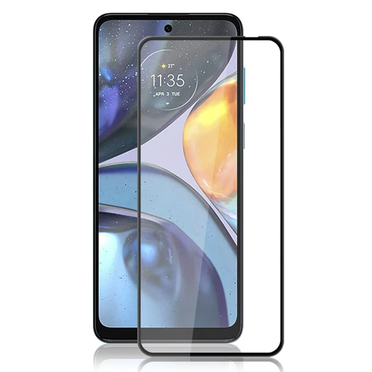 AMORUS для Motorola Moto G22 HD Clear Screen Protector Silk Printing Full Glue Tempered Glass Film - Черный