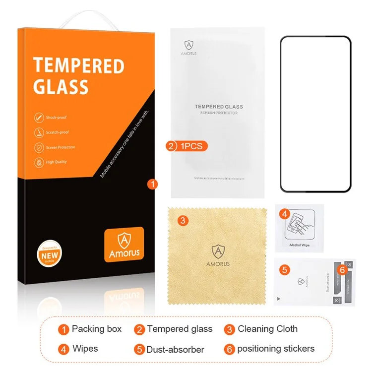 AMORUS For OnePlus Nord CE 3 Lite 5G / Nord N30 5G Full Glue Tempered Glass Film HD Clear Silk Printing Screen Protector