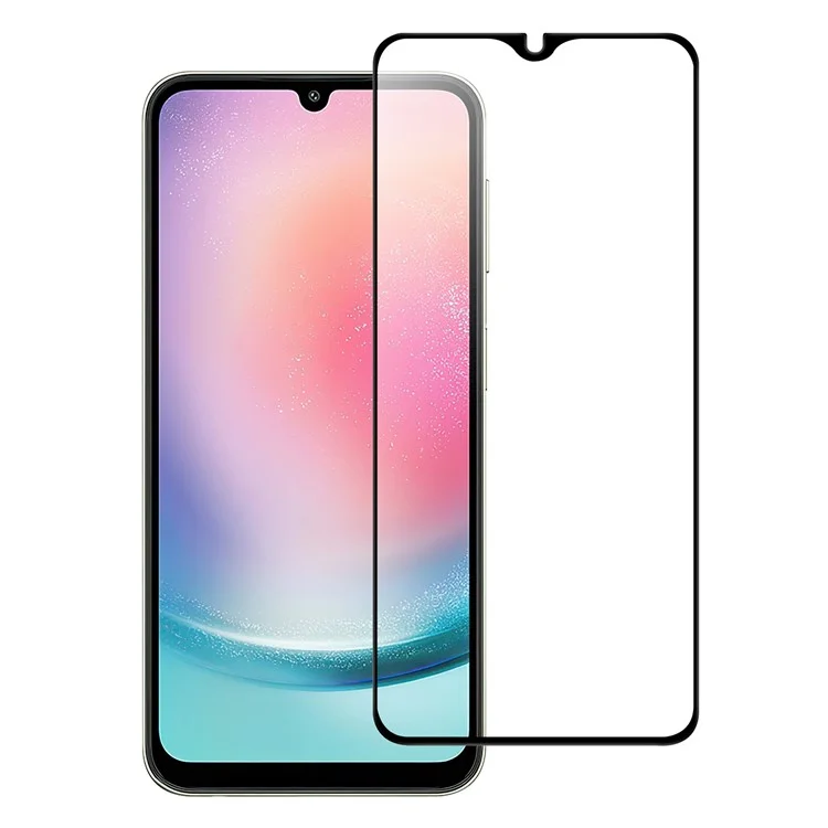 For Samsung Galaxy A24 4G (162.1 x 77.6 x 8.3mm) Full Glue Phone Screen Protector Black Edge AGC Glass Anti-explosion Film