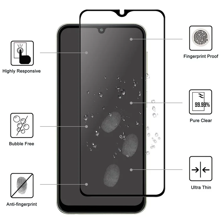 For Samsung Galaxy A24 4G (162.1 x 77.6 x 8.3mm) Full Glue Phone Screen Protector Black Edge AGC Glass Anti-explosion Film