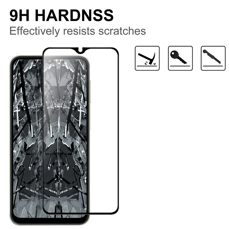 For Samsung Galaxy A24 4G (162.1 x 77.6 x 8.3mm) Full Glue Phone Screen Protector Black Edge AGC Glass Anti-explosion Film