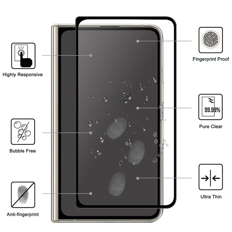 Protezione dello schermo AGC Glass per Google Pixel Fold, Full Glue Black Edge Full Cover Film protettivo per lo schermo del telefono