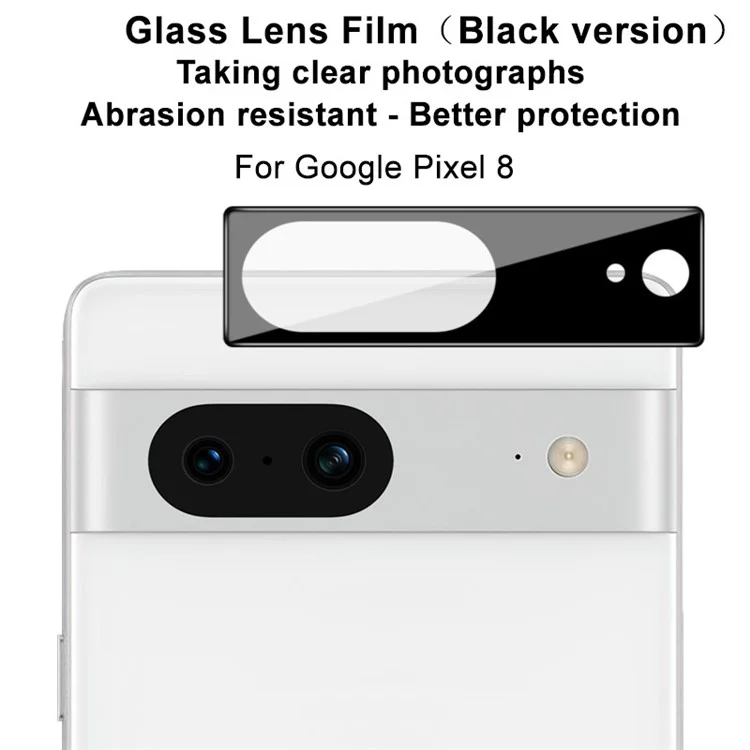 IMAK Phone Rear Lens Film for Google Pixel 8 , HD Clear Tempered Glass Camera Lens Protector (Black Version)