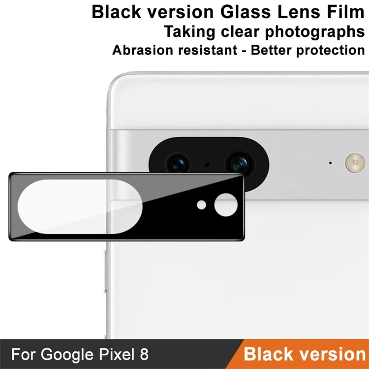 IMAK Phone Rear Lens Film for Google Pixel 8 , HD Clear Tempered Glass Camera Lens Protector (Black Version)