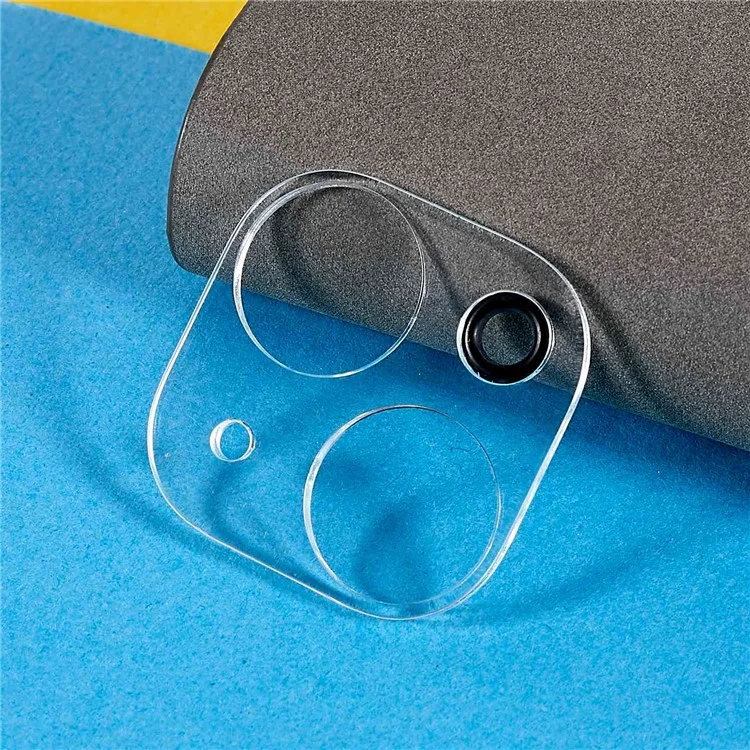 For iPhone 15 / 15 Plus Tempered Glass Lens Film Anti-explosion Silk Printing Camera Lens Protector with Bottom Plate