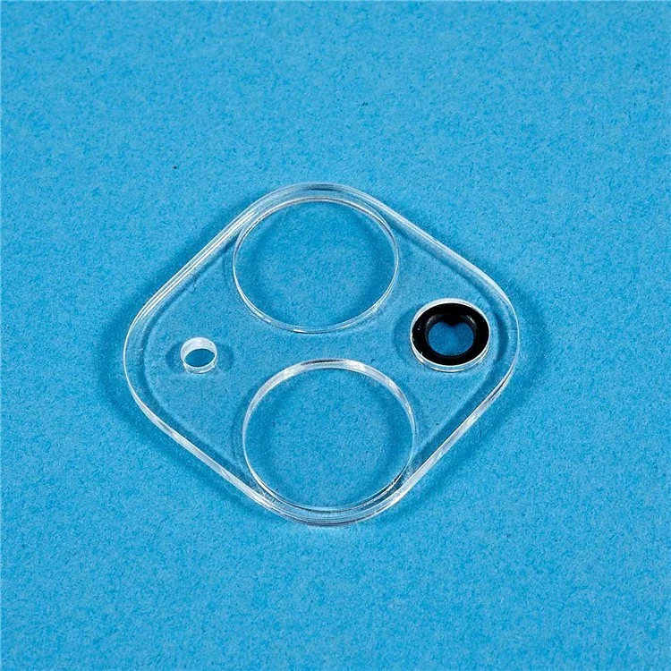 For iPhone 15 / 15 Plus Tempered Glass Lens Film Anti-explosion Silk Printing Camera Lens Protector with Bottom Plate