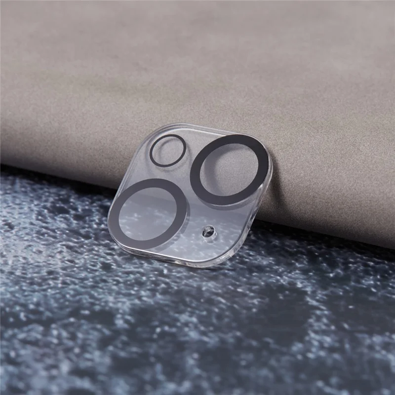 2Pcs for iPhone 15 / 15 Plus Camera Lens Protector Silk Printing 3D Arc Edge HD Tempered Glass Lens Film with Black Circle