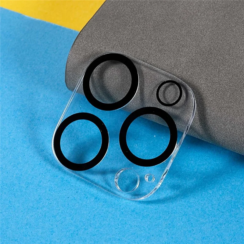 2 pezzi per iPhone 15 Pro Max / 15 Pro Lens Protector Silk Printing 3D Arc Edge Tempered Glass Rear Lens Film con Cerchio Nero
