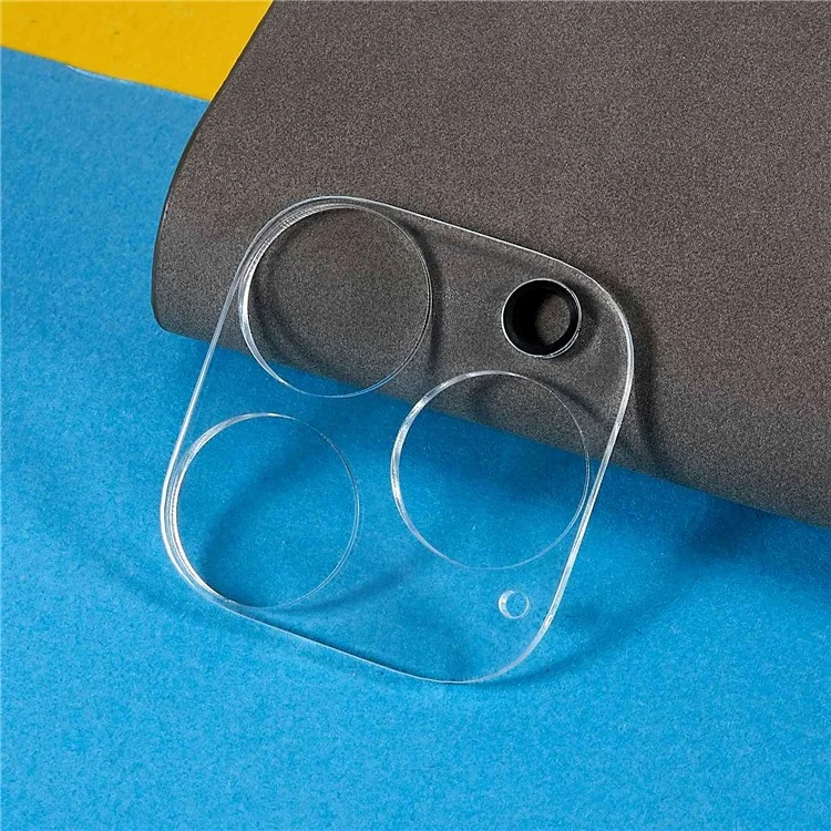 Pour iPhone 15 Pro / 15 Pro Max Protecteur d'objectif de caméra à impression de soie Verre trempé Film arrière de lentille de téléphone avec plaque de fond