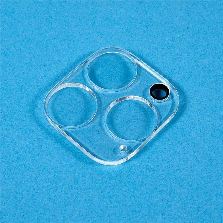 Pour iPhone 15 Pro / 15 Pro Max Protecteur d'objectif de caméra à impression de soie Verre trempé Film arrière de lentille de téléphone avec plaque de fond
