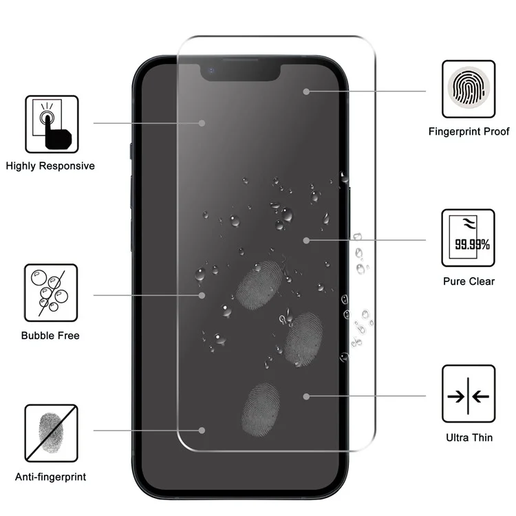 For iPhone 15 Super Thin Design Tempered Glass Film Dustproof 2.5D Arc Edge Phone Screen Protector