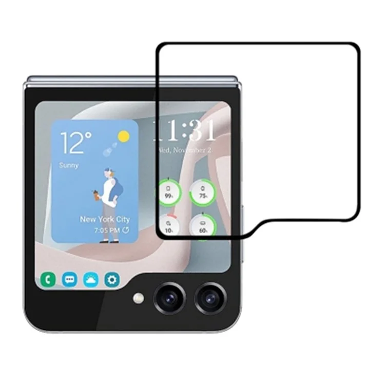 Per Samsung Galaxy Z Flip5 5G Protezione Schermo in Vetro Temperato Full Screen Seta Stampa Full Glue Piccolo Schermo Posteriore Film
