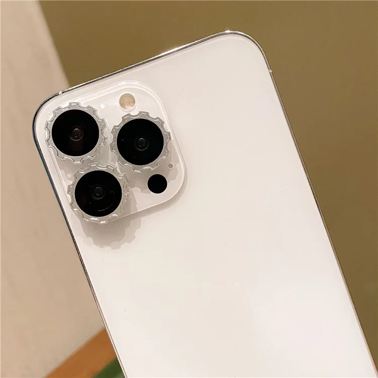 MKADI For iPhone 14 Pro / 14 Pro Max Camera Lens Protector Screw Cap Design Tempered Glass Ring Lens Cover Film - Blue