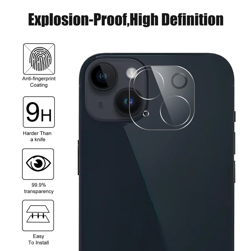 For iPhone 15 Plus Tempered Glass Screen Protector HD Anti-scratch Film + Camera Lens Protector