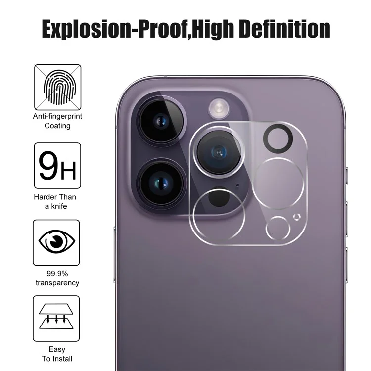 Para iPhone 15 Pro Max Anti-scratch Protector de pantalla de vidrio templado Ultra Clear Film + Protector de lente de cámara