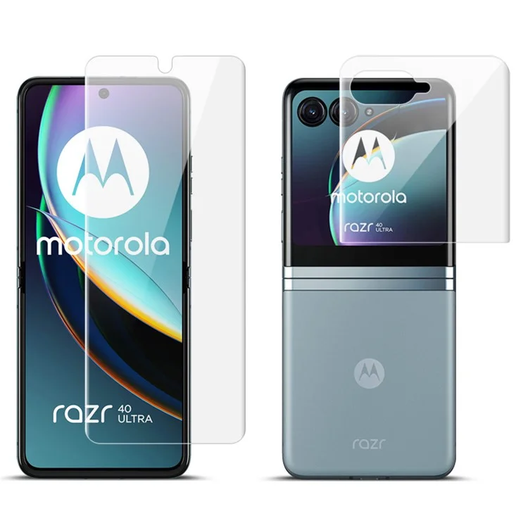 IMAK para Motorola Razr 40 Ultra 5G Película protectora de hidrogel III Cobertura completa Película de pantalla suave de TPU claro + Película protectora posterior Antiarañazos