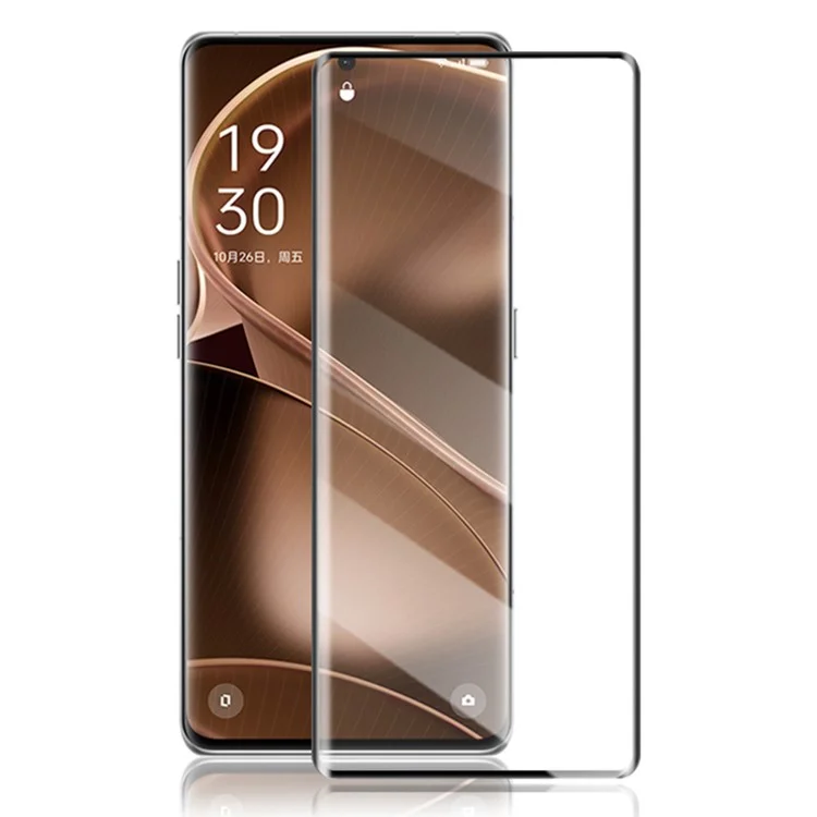 AMORUS для Oppo Find X6 Pro Silk Printing Full Screen Protector 3D Curved Tempered Glass Full Glue Film