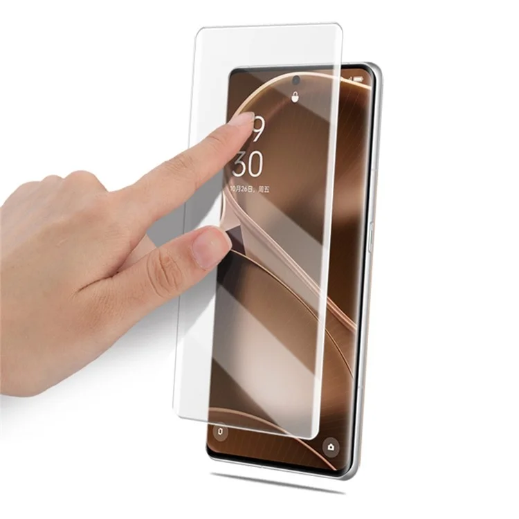 AMORUS para Oppo Find X6 Pro Adhesivo líquido UV Protector de pantalla completa de vidrio templado 3D Película transparente curvada
