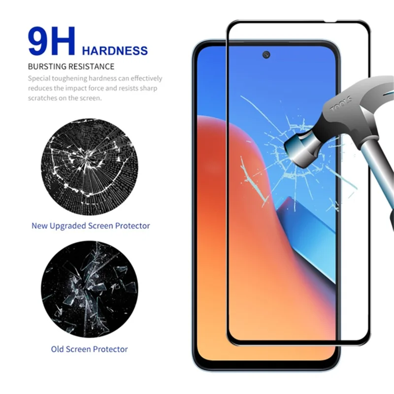 Tempered Glass Screen Protector for Xiaomi Redmi 12 4G , Silk Printing Full Glue Phone Full Screen Film