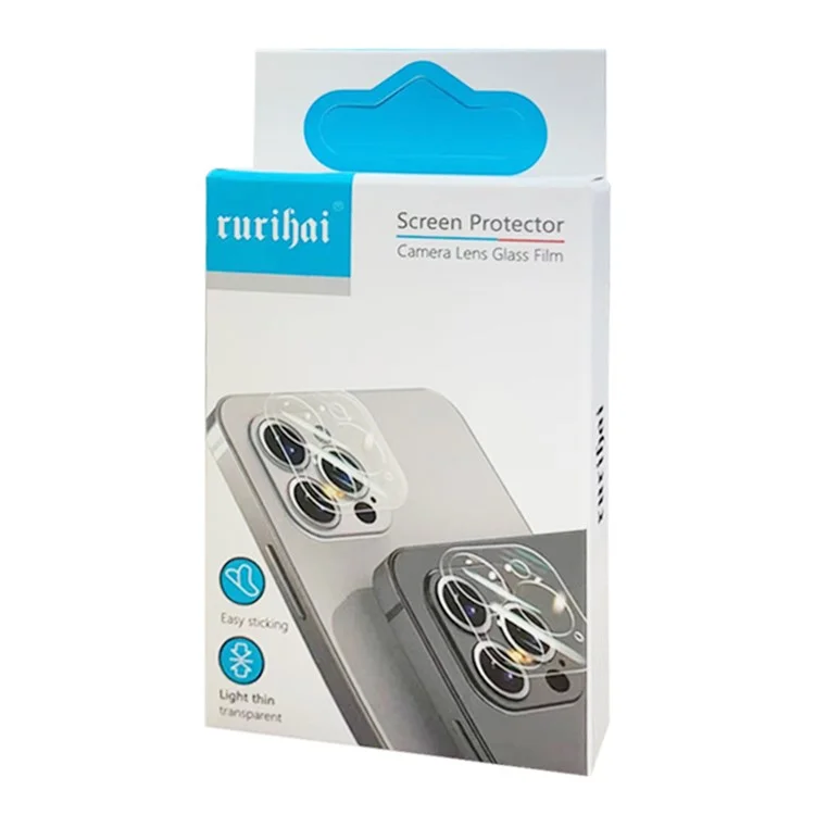 RURIHAI For iPhone 15 / 15 Plus 3D Camera Lens Protector High Aluminum-silicon Glass HD Clear Rear Lens Film