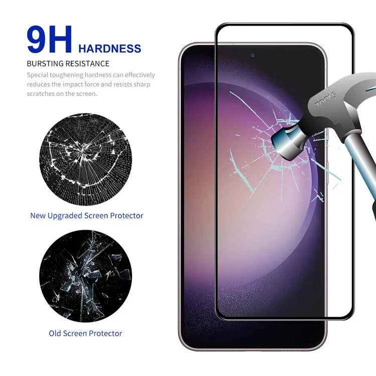 ENKAY HAT PRINCE 2Stück für Samsung Galaxy S23 FE Vollbildschirmschutz Seidendruckverfahren 9H 2,5D High Aluminium-Silizium-Glas 0,26 mm Film
