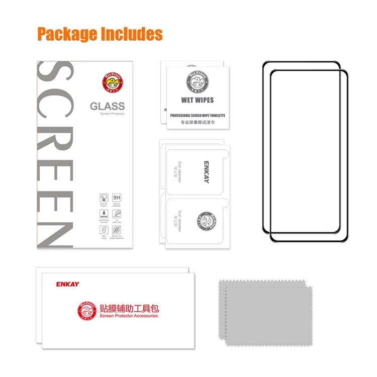 ENKAY HAT PRINCE 2Stück für Samsung Galaxy S23 FE Vollbildschirmschutz Seidendruckverfahren 9H 2,5D High Aluminium-Silizium-Glas 0,26 mm Film