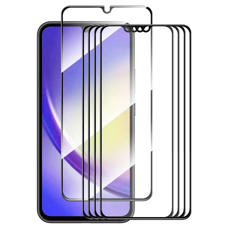 ENKAY HAT PRINCE 5Pcs High Aluminium-silicon Glass Film for Samsung Galaxy A24 4G (162.1 x 77.6 x 8.3mm) Silk Printing 9H 2.5D Screen Protector