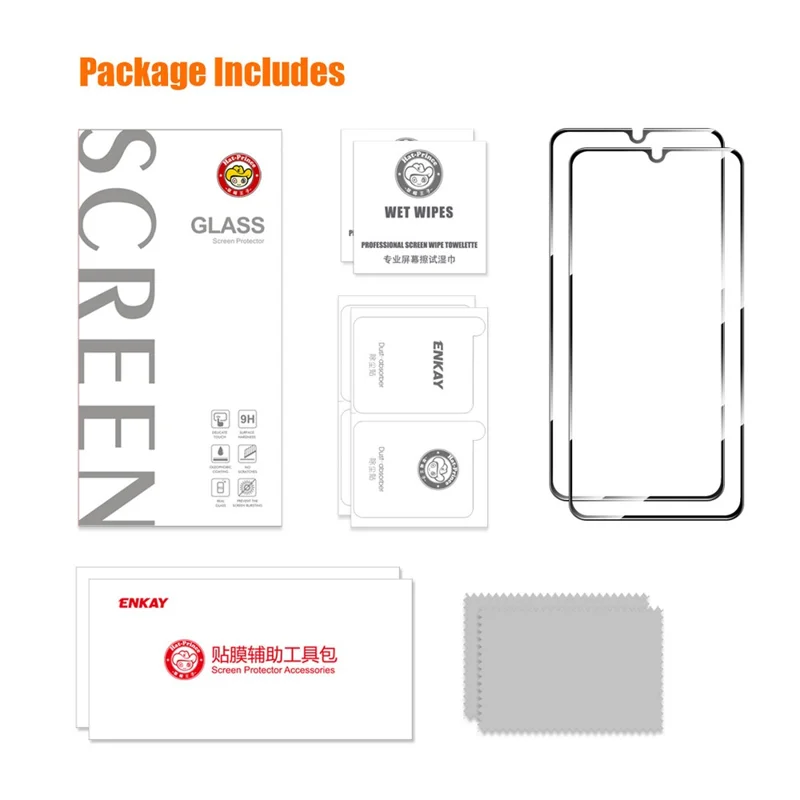 ENKAY HAT PRINCE 2Pcs for Samsung Galaxy A24 4G (162.1 x 77.6 x 8.3mm) Silk Printing 2.5D High Aluminium-silicon Glass Screen Protector