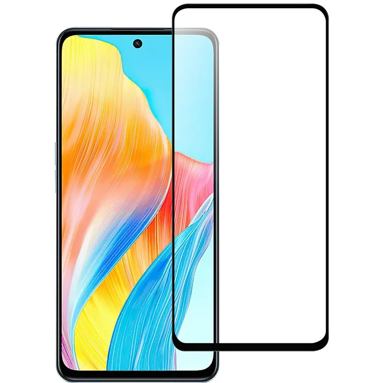 Para Oppo A98 5G Protector de pantalla de teléfono de borde negro AGC Glass HD Clear Screen Covering Film (Full Glue)