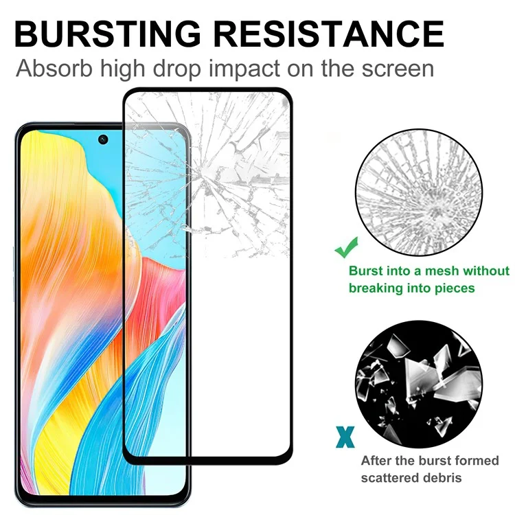 Para Oppo A98 5G Protector de pantalla de teléfono de borde negro AGC Glass HD Clear Screen Covering Film (Full Glue)