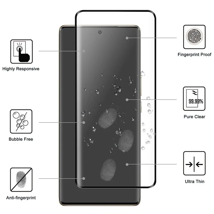 Bildschirmschutz für vivo Y78 5G, vollflächiger AGC-Glasschutz mit schwarzem Rand
