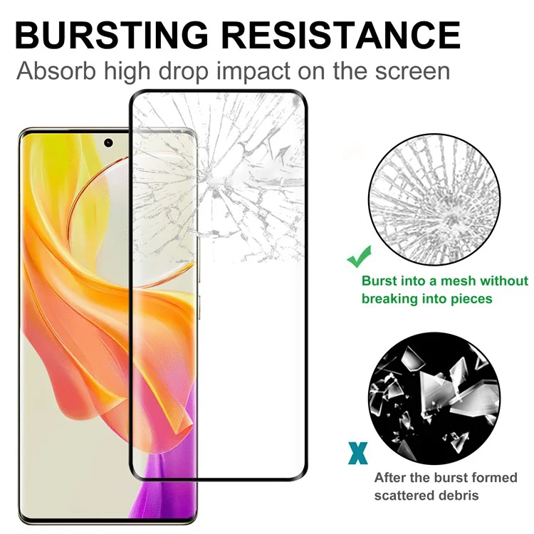Bildschirmschutz für vivo Y78 5G, vollflächiger AGC-Glasschutz mit schwarzem Rand